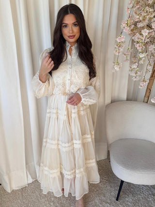 olivia maxi jurk ecru