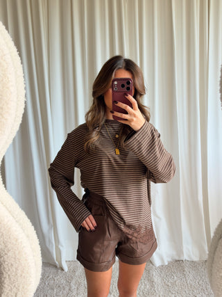 Cela striped lace long sleeve bruin