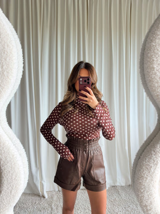 Rita faux leather short bruin