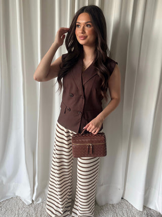 Sophia Mouwloze blazer bruin