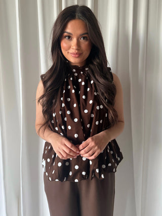 Lia polkadots top bruin