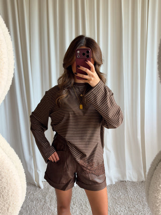 Cela striped lace long sleeve bruin