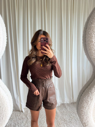 Rita faux leather short bruin
