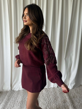 Flora spark trui burgundy