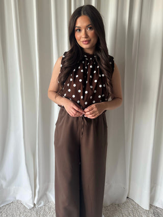 Lia polkadots top bruin