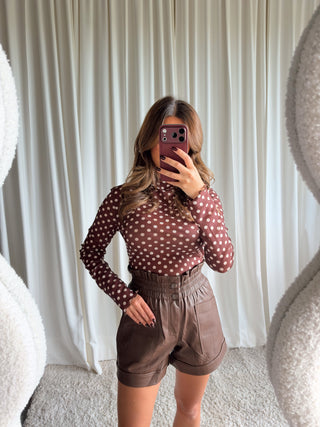 polkadots mesh top bruin