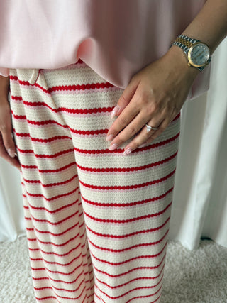 Stella striped pantalon rood roze
