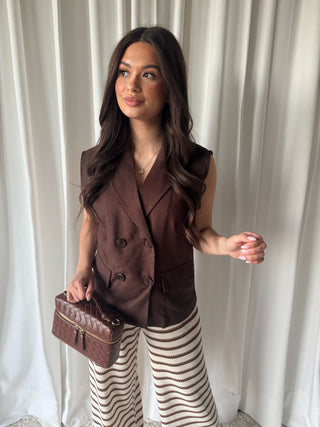 Sophia Mouwloze blazer bruin