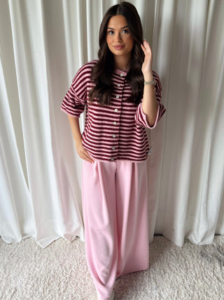 Sanne striped cardigan roze burgundy