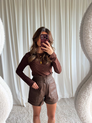 Rita faux leather short bruin