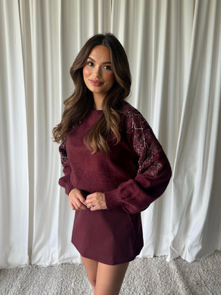 Flora spark trui burgundy