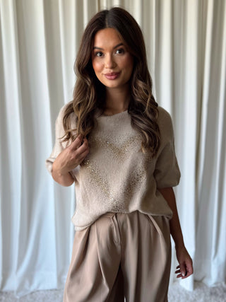 Heart spark trui beige