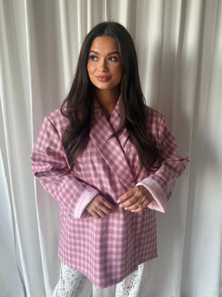 Noa blazer checkered roze