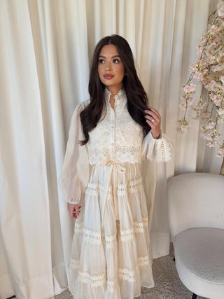 olivia maxi jurk ecru