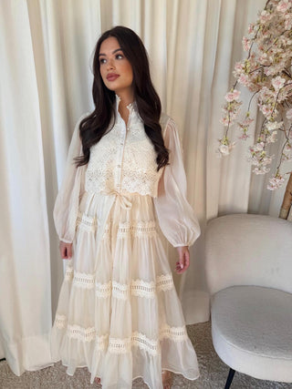 olivia maxi jurk ecru