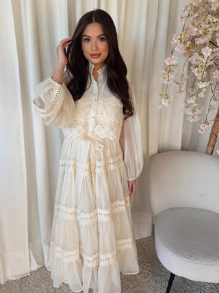 olivia maxi jurk ecru